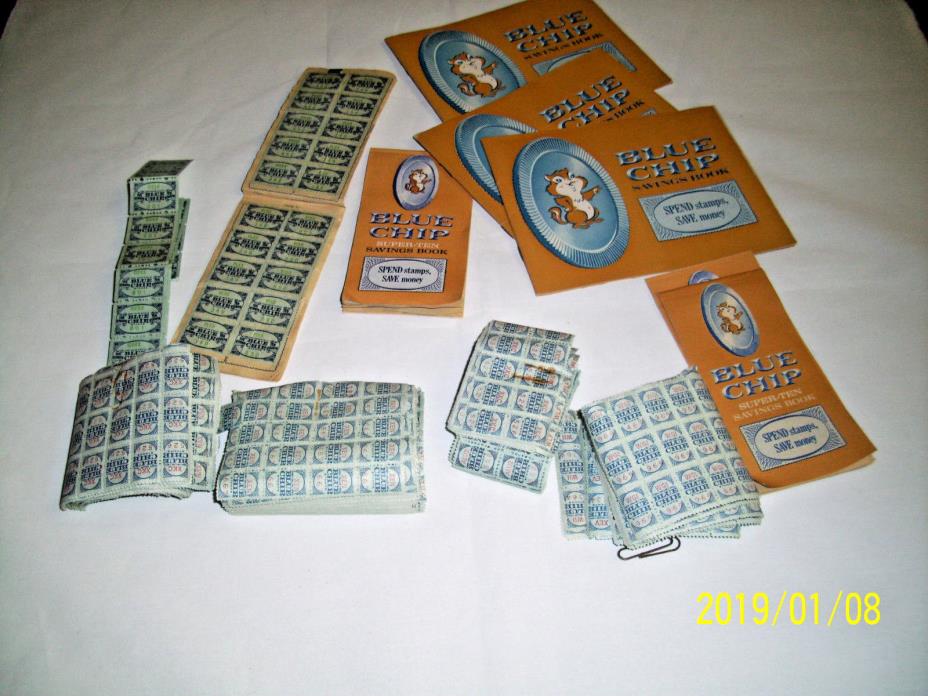 Lot of OVER 48000 Blue Chip Stamps and Six (6) Empty AND ONE FULL Stamp Books
