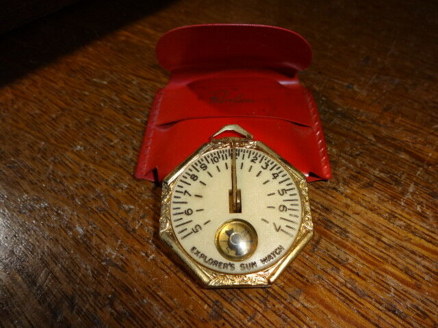 Vintage Revlon Explorer's Sun Watch Compass Pendant with holder