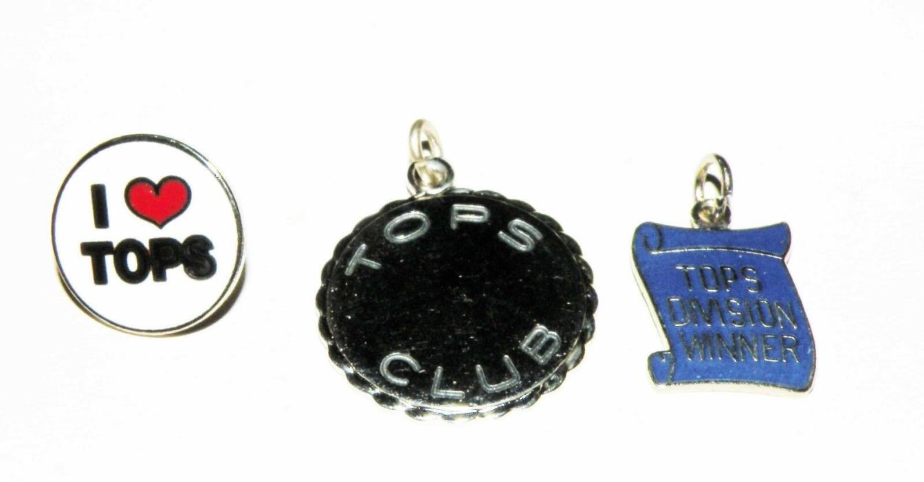 3 Assorted TOPS Diet Club Weight Loss Pins Pendant