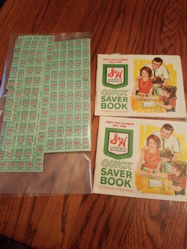 VTG 60s 70s S&H Green Stamps Full Sheet over 1000  Stamps LOT Sperry Hutchinson