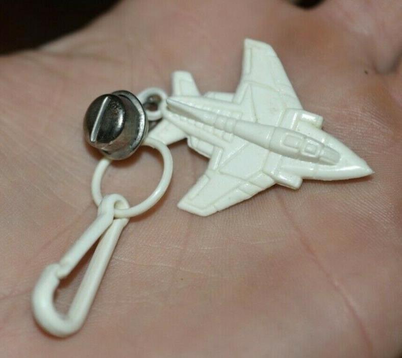 VTG 80's Plastic White Military Plane Clip On Charm For 1980 Charms Necklace