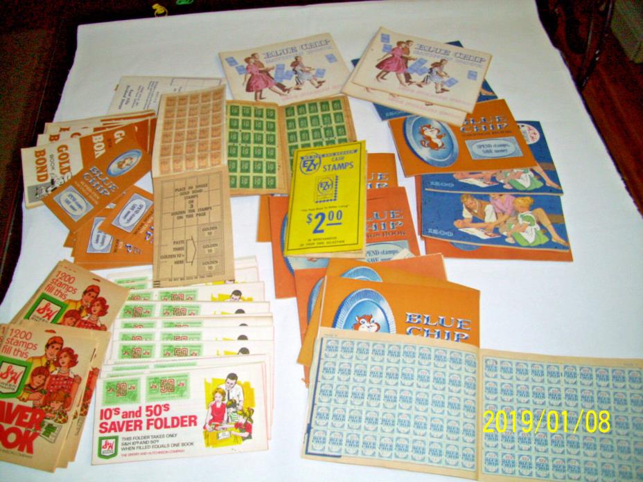 Vintage BLUE CHIP STAMPS Savings  BookS AND OTHERS LARGE LOT MOST EMPTY 1 FULL