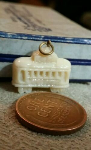 Vintage Celluloid TROLLEY CAR gumball charm prize jewelry