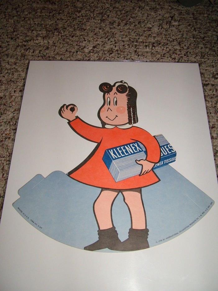 1950 Little Lulu Store Counter Cardboard Stand Up Kleenex Display Mint Condition
