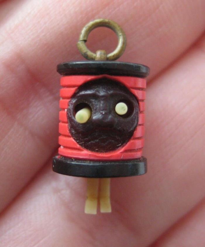 VINTAGE Celluloid Japanese Kobe SPOOL Charm POP OUT EYES & Dangly Legs