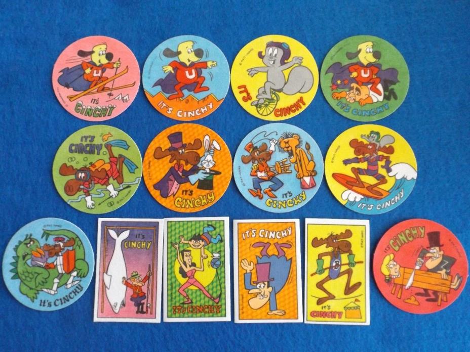 Complete Set (14) Rocky & Bullwinkle Under Dog Fan Club Cereal Premium Patches