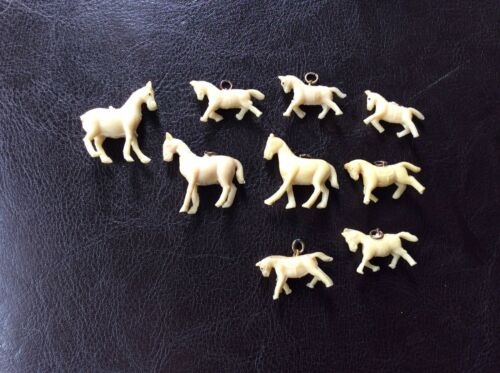 Vintage Celluloid Horse Cracker Jack Toy Prize Charms  Lot of 8 charms