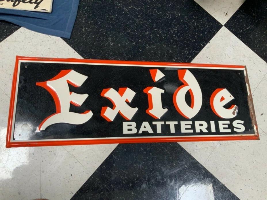 Original embossed Exide Batteries Sign from 1961