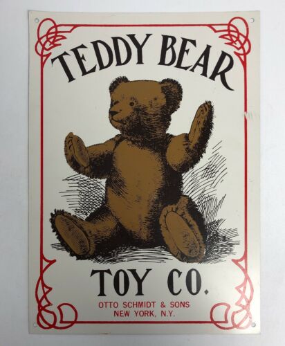 Reproduction Teddy Bear Toy Co Tin Sign Otto Schmidt & Sons New York,N.Y.