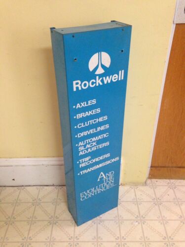 Vintage Metal Rockwell Auto Parts Sign, Free Standing Metal Brochure Stand