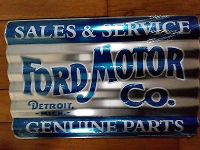 Ford Sign Sales Service Parts Corrugated Metal Vintage Advertising Tin New USA