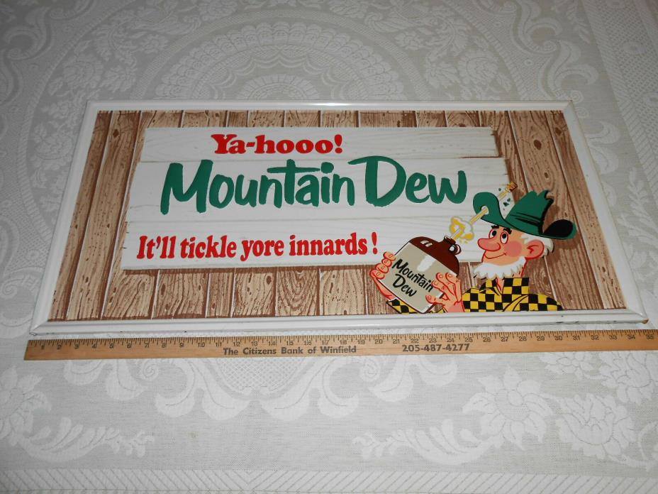 1965 Mountain Dew Soda Sign NEW OLD STOCK Hillbilly 35