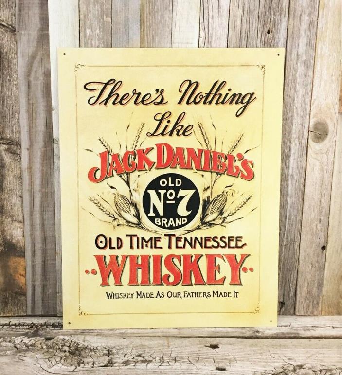 Jack Daniel's Old Time Tennessee Whiskey Old No 7 Metal Tin Sign Vintage Bar