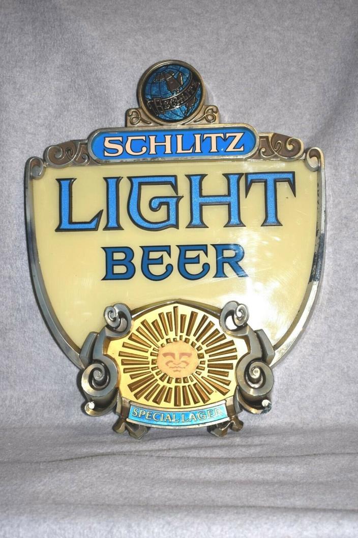 Vtg Schlitz Light Special Lager Beer Advertising 3-D Bar Wall Sign 21