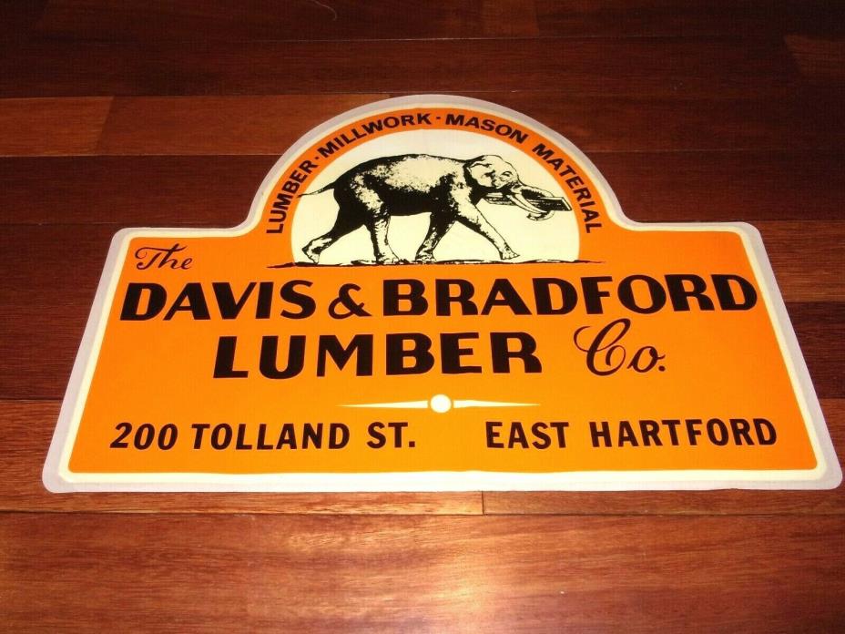 1950's Contractor's Truck Door Sign DAVIS & BRADFORD Lumber Co. East Hartford,CT