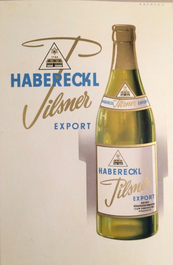 Vintage Habereckl Pilsner Beer Sign Export Cardboard European Restaurant or Base