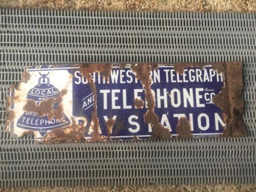 Extremely Rare Vintage Southwestern Bell Telephone And Telegraph Pay Here Sign