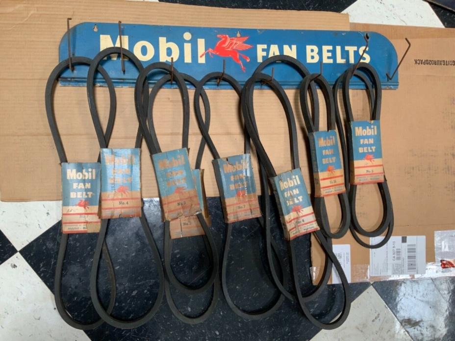 Original Mobil Fan Belt Display Rack with original belts and packaging