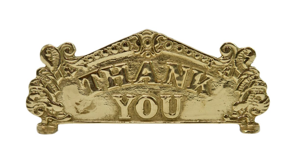 Polished Brass THANK YOU / NO SMOKING Store Counter Cash Register 2 sided Sign