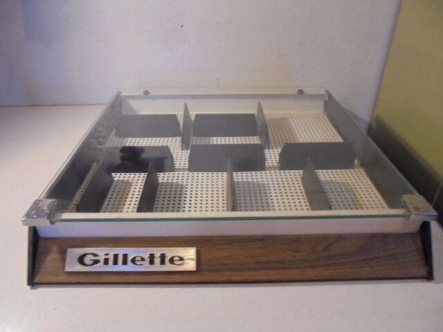 Vintage Gillette Store Glass Top Countertop Razor Display Unit