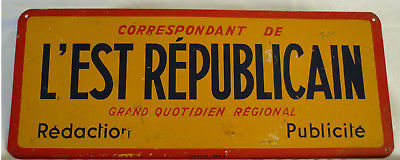 Colorful Vintage French Toleware Advertising Sign for The Republican Newspaper