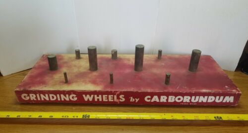 Carborundum Grinding Wheels Antique Wood General Store Display Tool Advertising