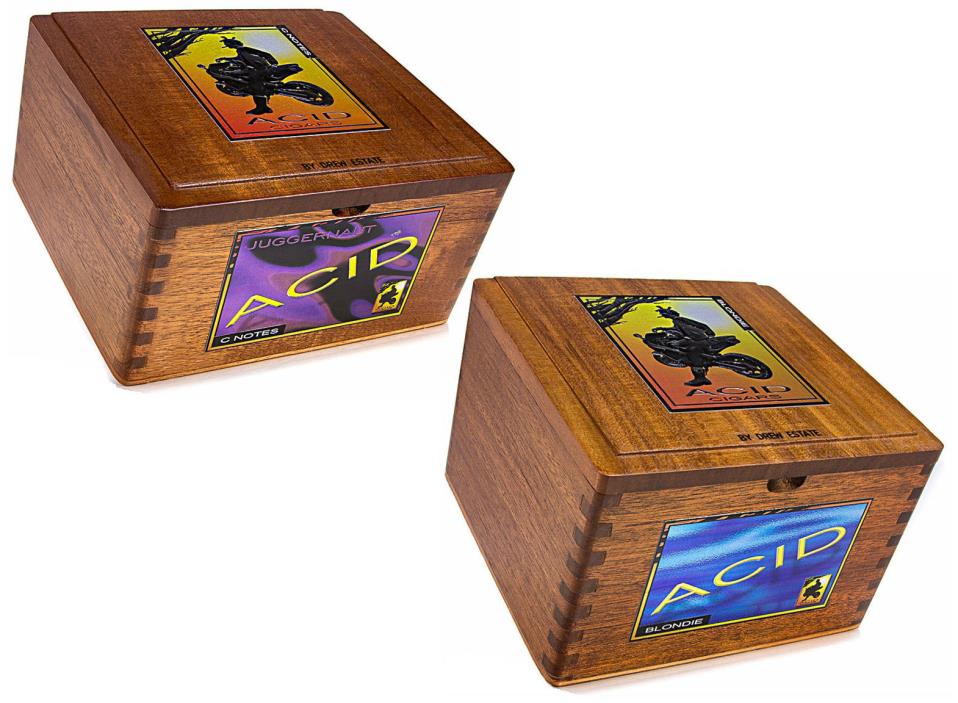 Acid by Drew Estate Empty Wooden Cigar Boxes - Blondie Maduro C Note & Kuba Kuba