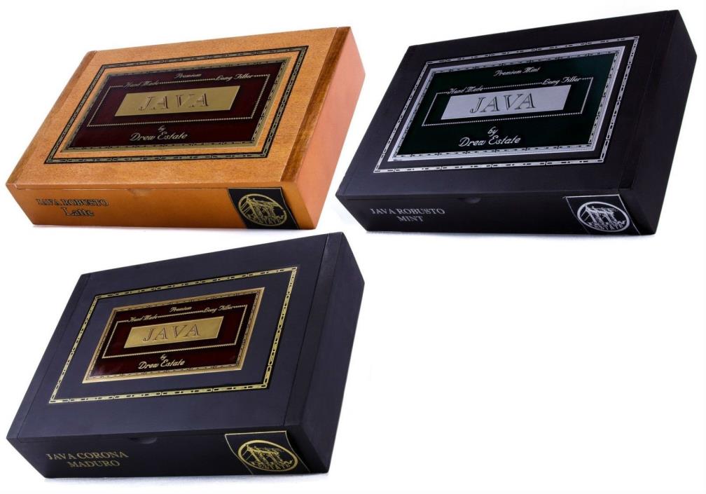 Java Drew Estate Empty Wooden Cigar Boxes Mint Robusto Toro Latte Corona Maduro