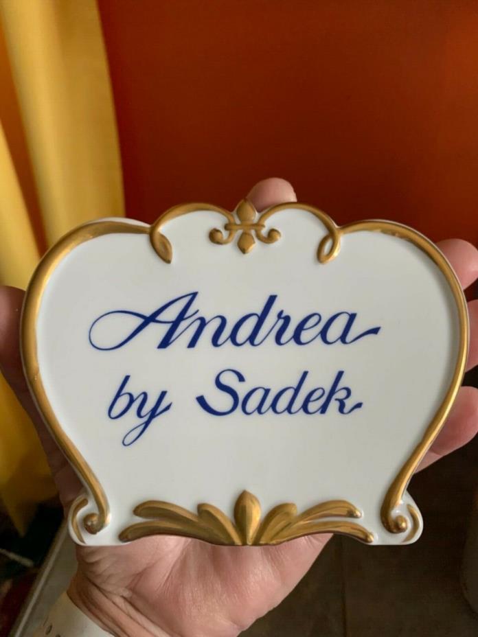 ANDREA By SADEK  Dealer Store Porcelain DISPLAY Sign FIGURINE.    B