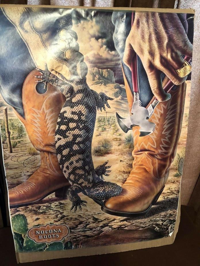 Vintage Original NOCONA BOOTS POSTER 1980 THE GILA MONSTER VERY COOL