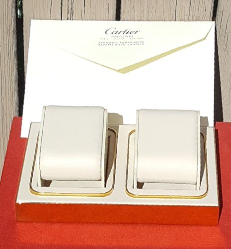 NEW Cartier ~ Flat Twin Tan Leather w/Brass Exterior Watch Display - 6.5