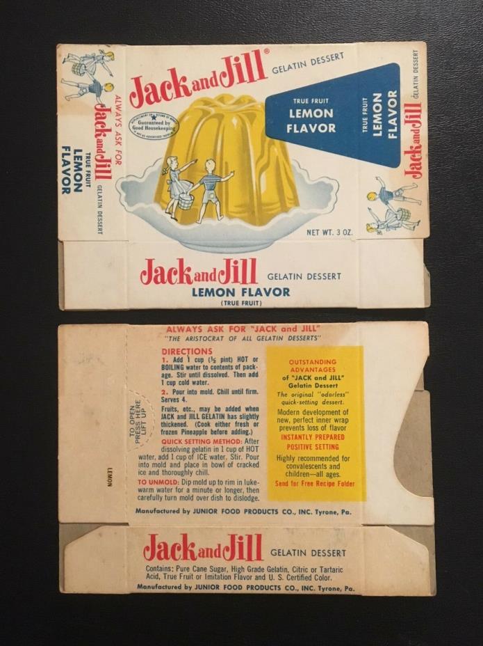 1960's Jack and Jill Jello Boxes for Vintage Store Display NOS