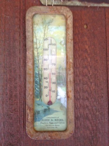 John Kegel Lancaster Pa Thermometer.  454 Beaver St.  Vintage Store Advertising