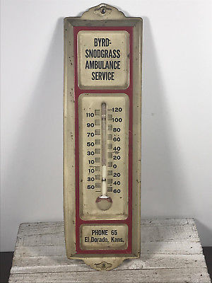 Vtg Byrd Snodgrass Ambulance Service Advertising Thermometer El Dorado KS kansas