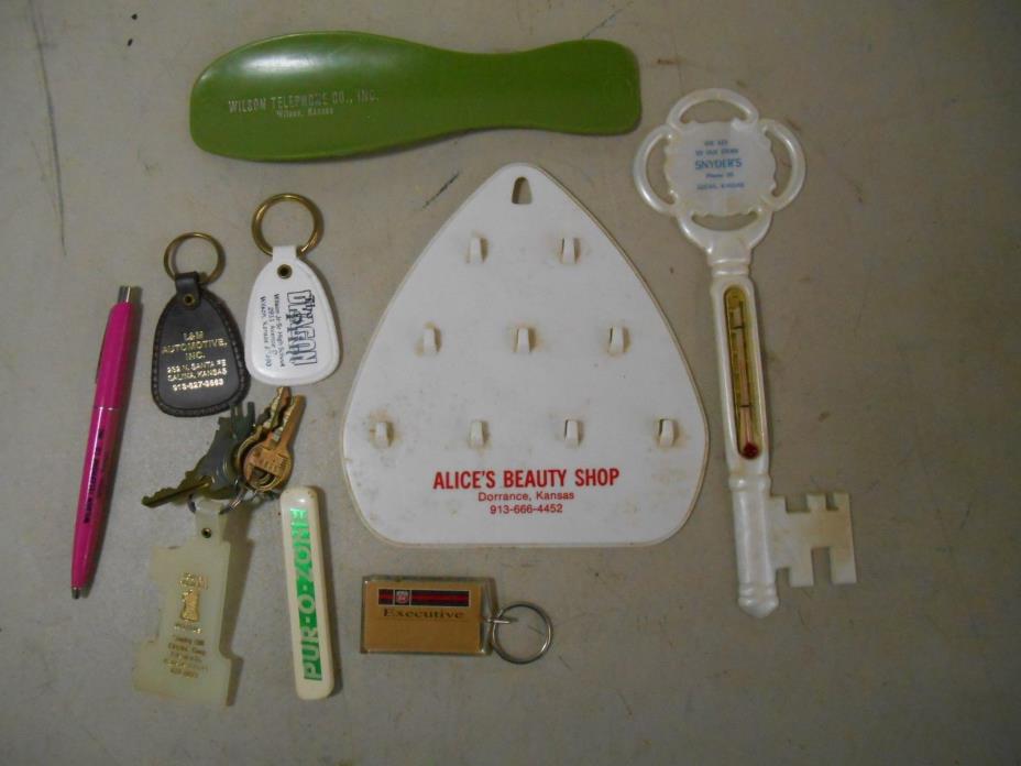 Lot of Vtg Advertising Items- Thermometer, Key Rack, Phillips 66 Executive Key