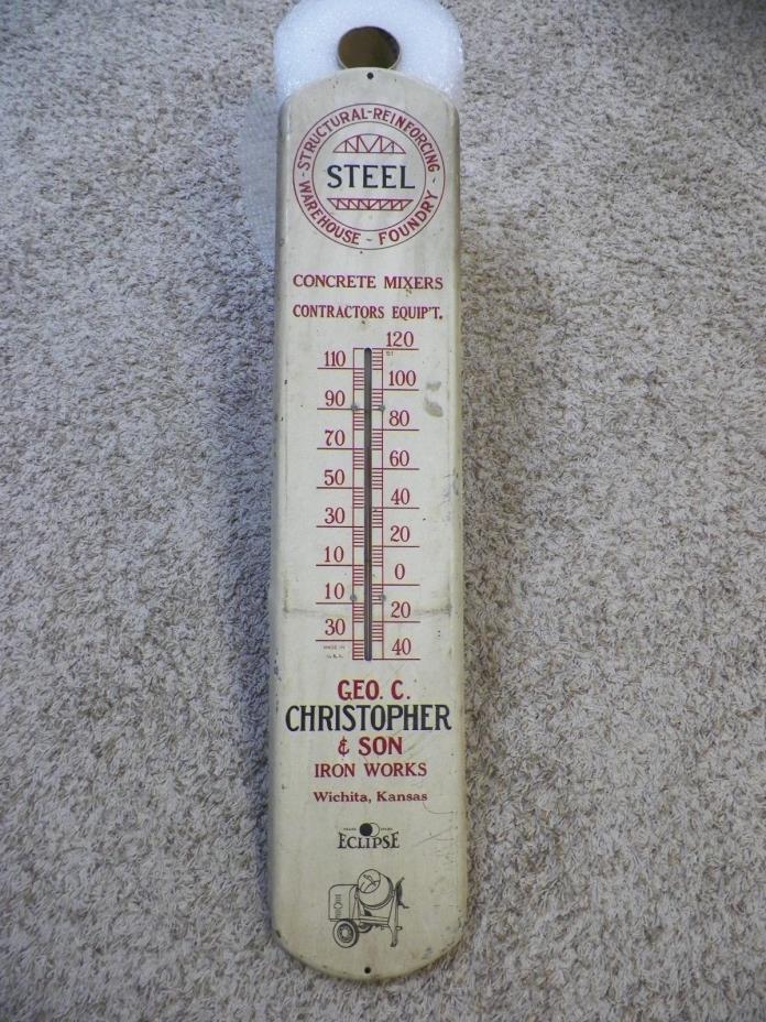 Vtg Geo. C. Christopher & Son Iron Works Thermometer Wichita, Ks. Steel Foundry