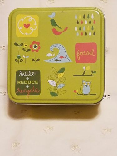Fossil Advertising Tin Green Flowers SBT0919 Empty Box 2008