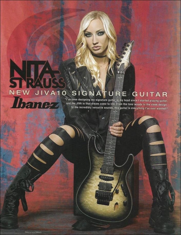 Nita Strauss Signature Ibanez JIVA10 electric guitar ad 8 x 11 advertisement