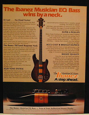 1980 Ibanez Musician EQ Bass electric guitar print ad