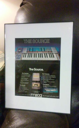 Framed 1983 Moog The Source synthesizer keyboard vintage photo print ad