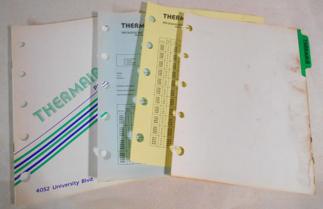 Vintage Old 1984 Thermair A/C Application Parts Catalog TPC-84 w 2 Price Sheets