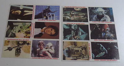1980 Burger King Star Wars complete set of 36 cards in 6 uncut panel