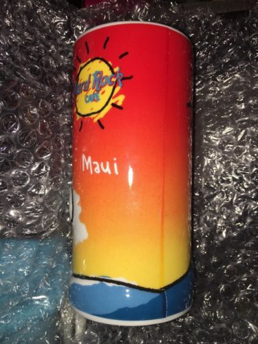 Hard Rock Cafe Maui Ceramic Pottery 3D Raised Wave Surfer Tall Mug Glass