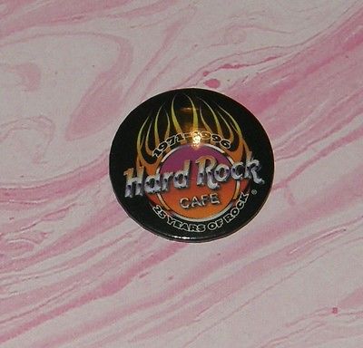 VINTAGE HARD ROCK CAFE 25 YEARS OF ROCK 1971-1996 BUTTON PIN 1 1/2