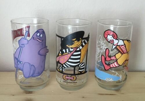 Vintage 1977 McDonald's Collector Glasses Grimace Hamburglar Ronald McDonald