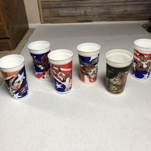 USA Dream Team Basketball Lot of 6 McDonalds Collectible Plastic 90's Cups