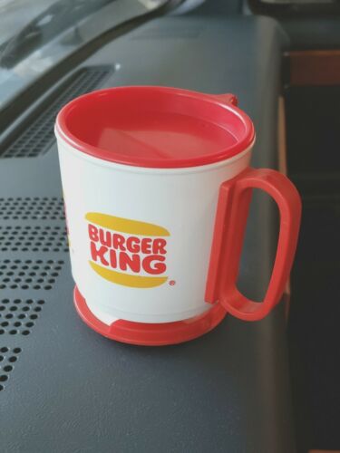 Burger King Travel Coffee Cup Mug Plastic Fast Food Vintage Advertising Retro