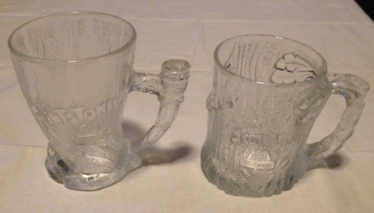 Collectible Flintstones McDonald's Mug Cup Glass Lot Set of 2 1993