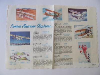 Vintage Famous American Airplanes Paper Placemat Domino American Sugar Company