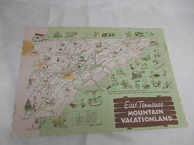Old Vtg EAST TENNESSEE MOUNTAIN VACATIONLAND PLACEMAT Advertising Souvenir